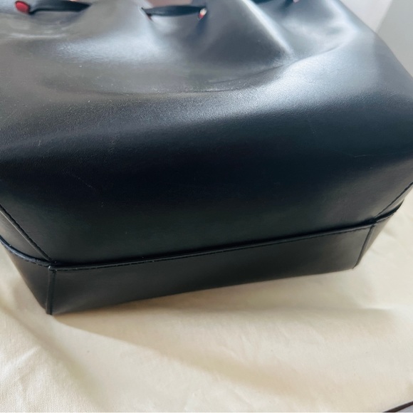 Mansur Gavriel Black and Red Leather Mini Bucket Bag - Picture 9 of 9